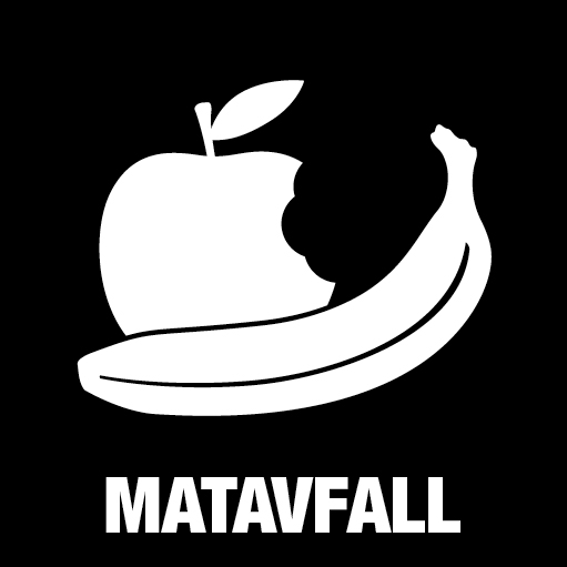 Piktogram Matavfall 15x15 cm Konturskuren Vit