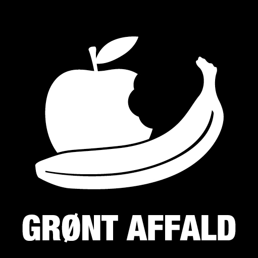 Piktogram Grønt affald 15x15 cm Konturskåret Hvid