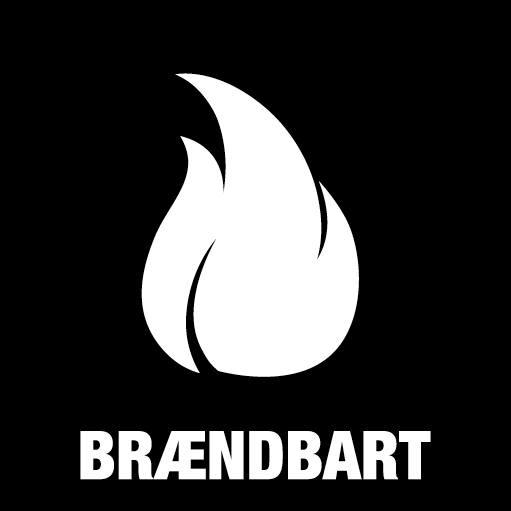 Piktogram Brændbart 15x15 cm Konturskåret Hvid