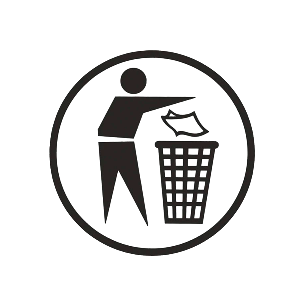 Piktogram Avfallsetikett 15x15 cm Kontursnitt Svart