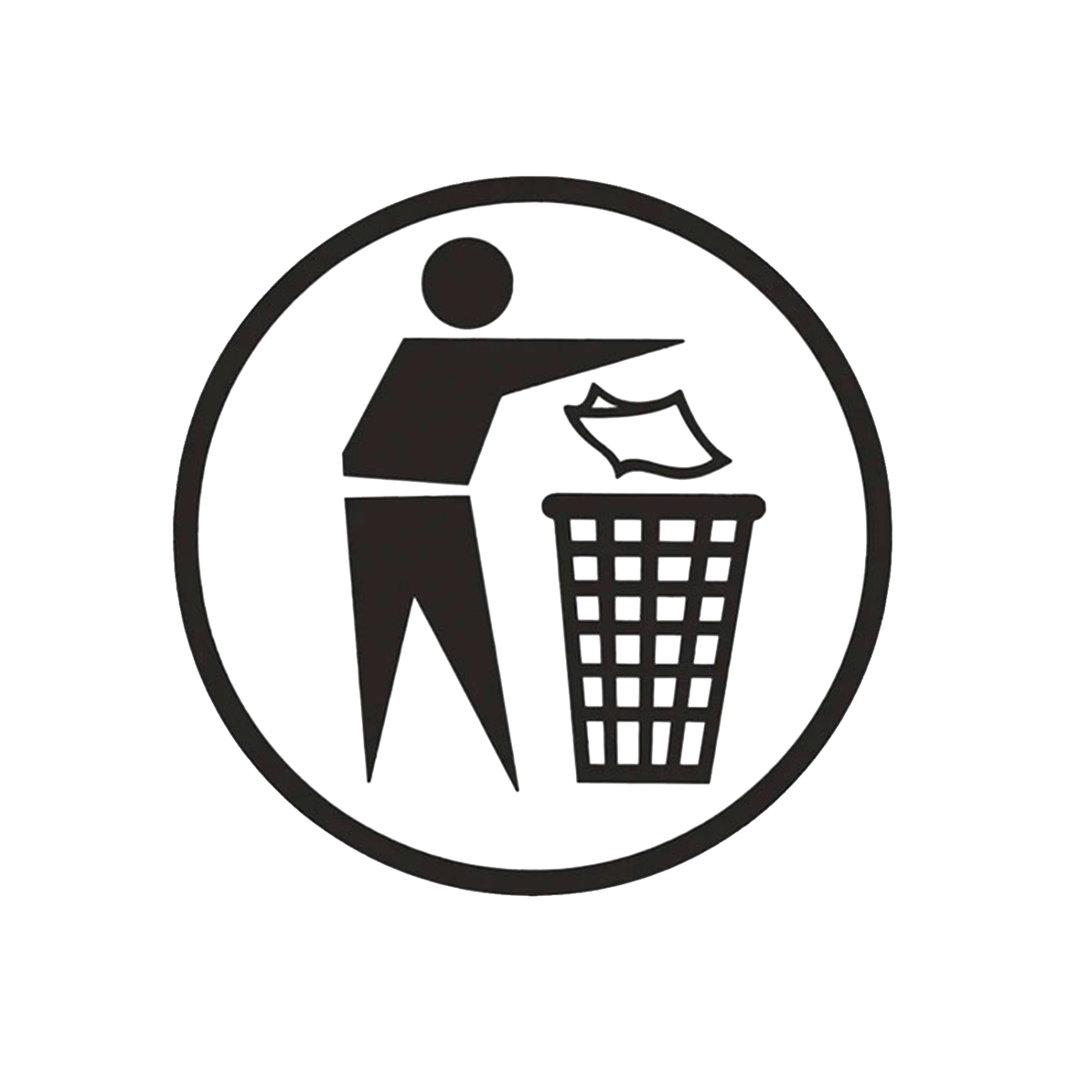 Piktogram Avfallsetikett 15x15 cm Kontursnitt Svart