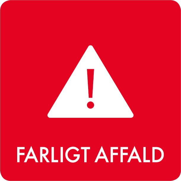 Piktogram Farligt affald 12x12 cm Selvklæbende Rød