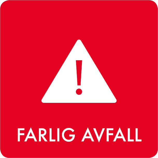Piktogram Farlig avfall 12x12 cm Selvklæbende rød
