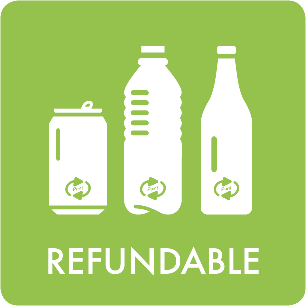 Piktogram Refundable 12x12 cm Självhäftande Ljusgrön