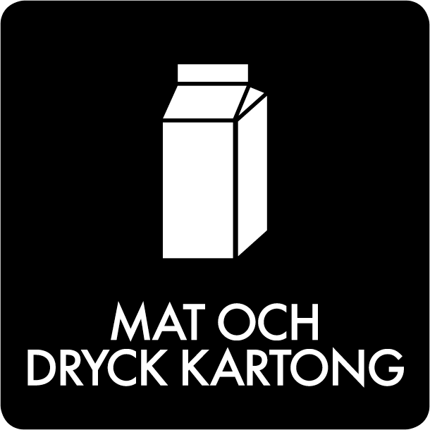 Piktogram Mat och dryck kartong 12x12 cm Självhäftande Svart