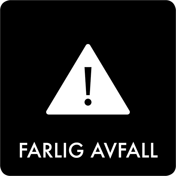 Piktogram Farlig avfall 12x12 cm Selvklæbende Sort
