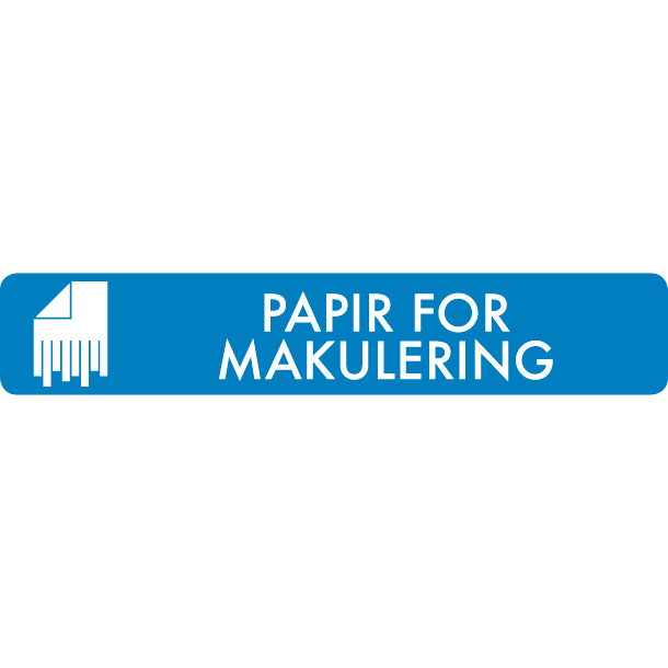 Piktogram Papir for makulering 16x3 cm Selvklæbende Blå