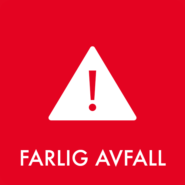 Piktogram Farlig avfall 12x12 cm Magnetisk Rød