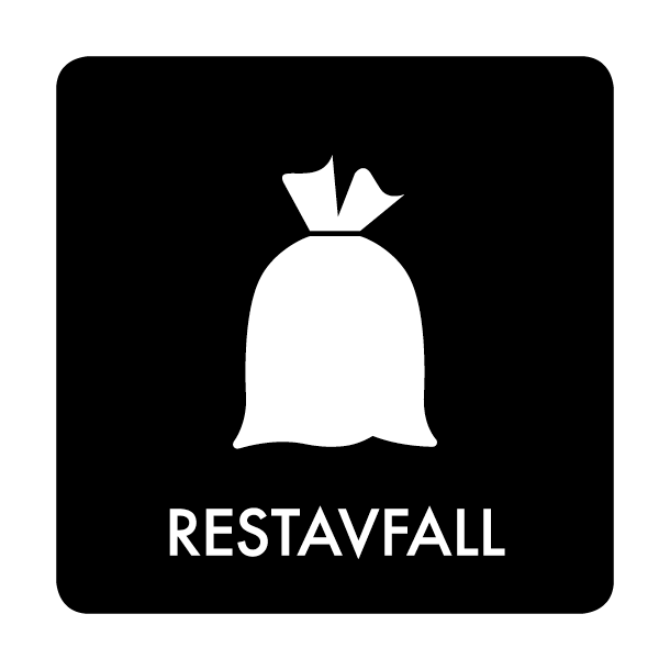 Piktogram Restavfall 10x10 cm Selvklebende Svart
