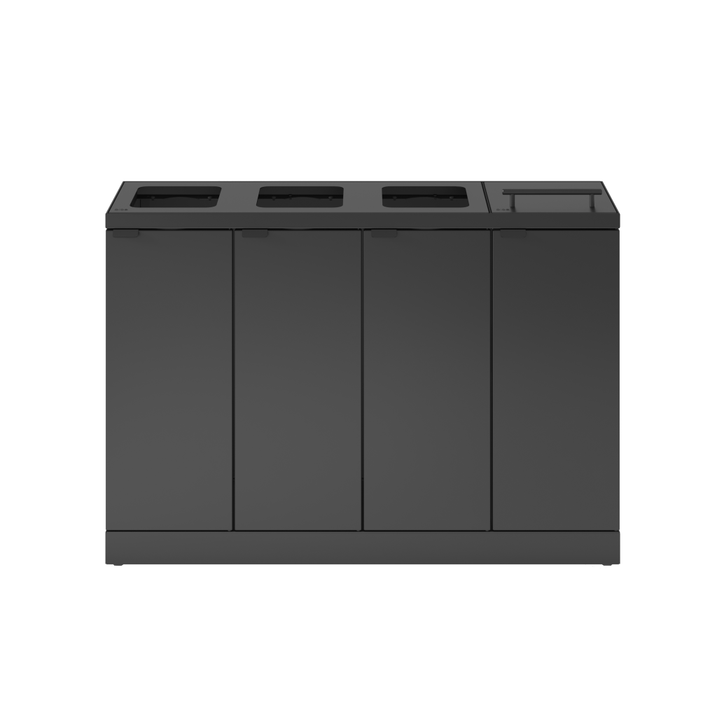 Bica Model 883 Affaldssortering 4x45 liter Løftelåg/åbne indkast Antracit