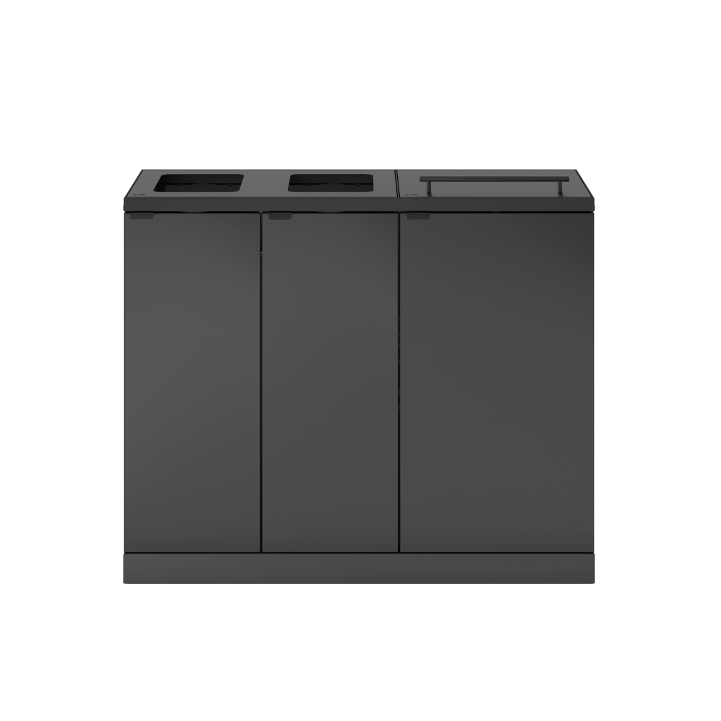 Bica Model 955 Affaldssortering 2x65 + 2x45 liter Med hylder og låg - 2x65 + 2x45 liter, Antracit