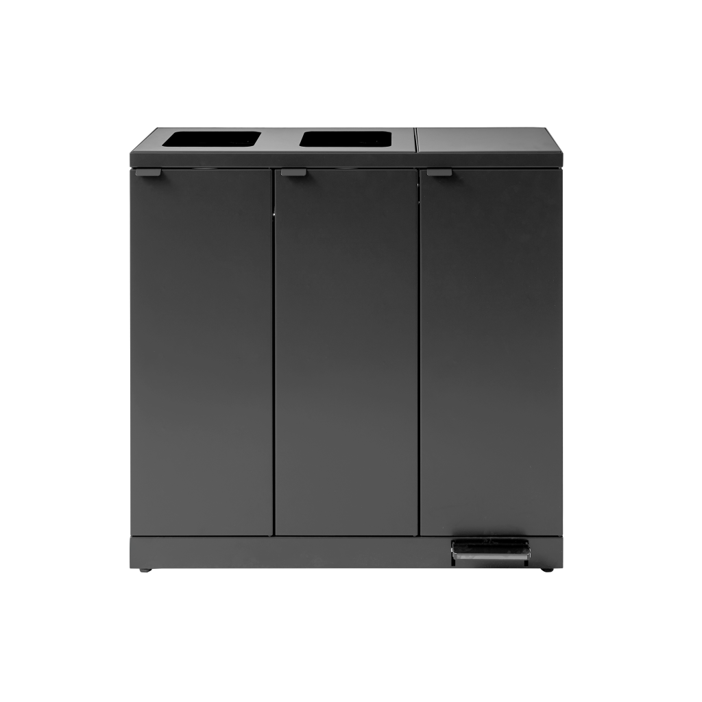 Bica Model 973 Avfallssortering 3x65 liter Fotpedal/åpen innkast