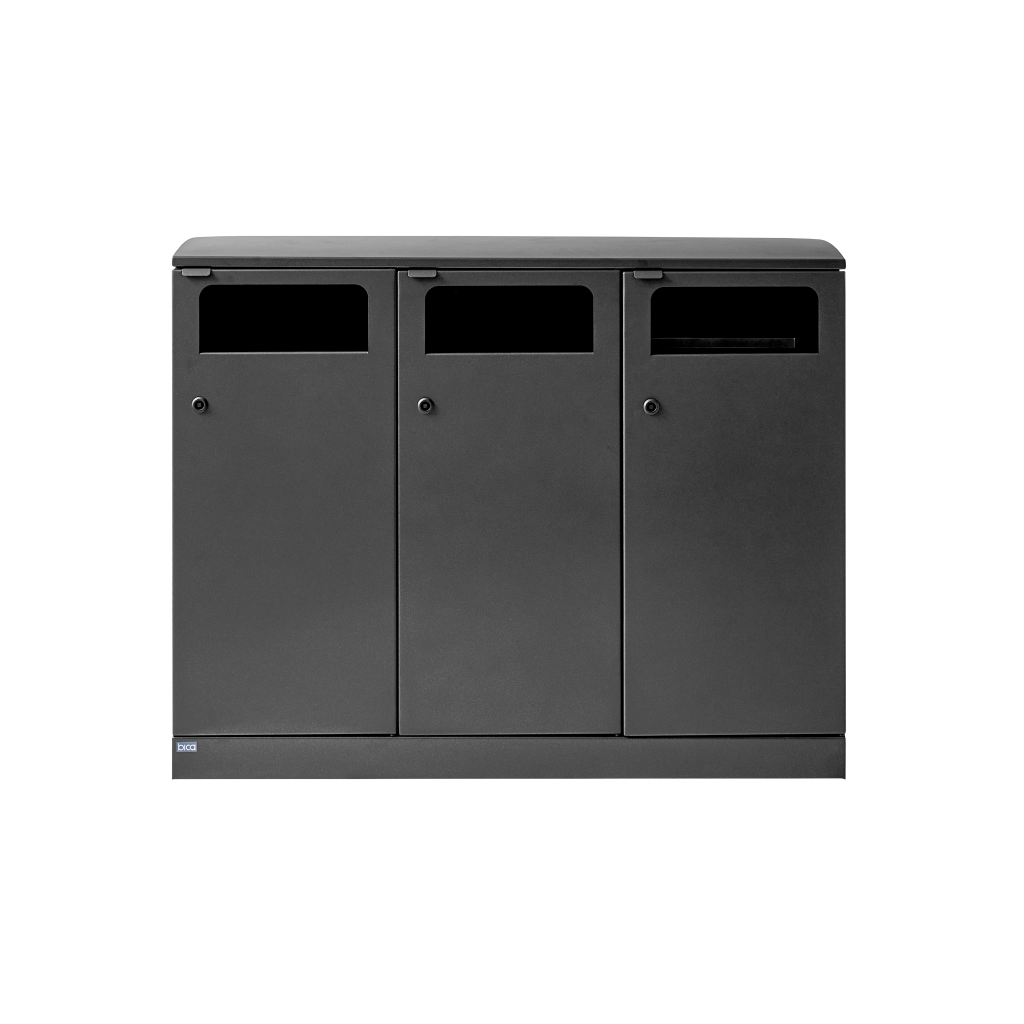 Bica Model 713 Avfallssortering 3x100 liter Svart antrasitt